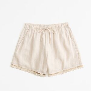 Abercrombie Linen Embroidered Pull On Shorts